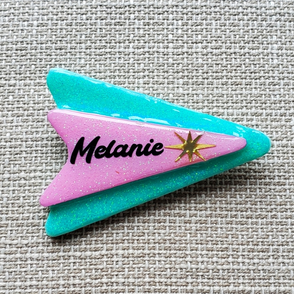 Customized Atomic Lucite Brooch Pin "Melanie"